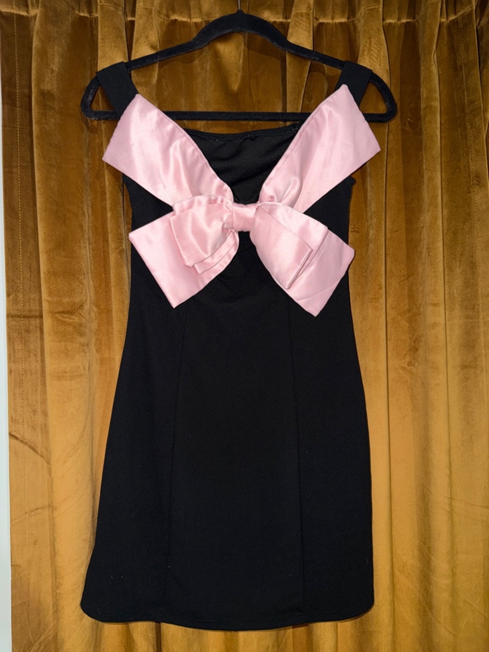 Shein Black Dress with Pink Bow Accent